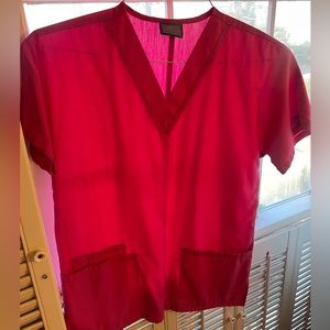 Hot Pink Cherokee Workwear Scrub Top Size XXS